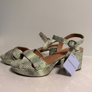 NEW Aerosoles Cosmos Snake print Comfy Genuine leather Sandal Heel Size 8 $99